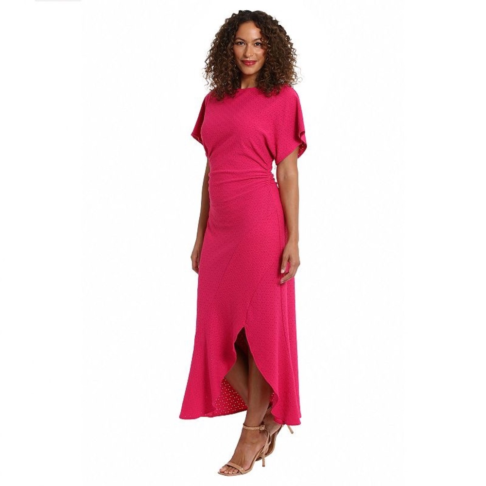 New‎ London Times Women's size 14 W Asymmetrical Hem Eyelet midi Dress modest